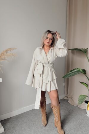 Kum Keten Kruvaze Gömlek - Görsel 4