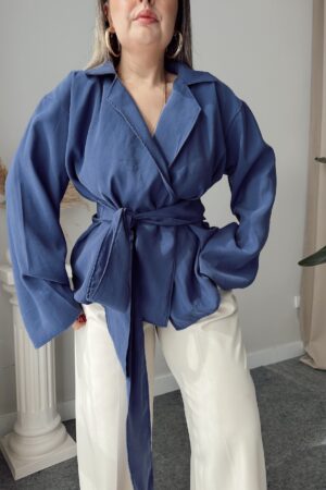 Mavi Modal Cupra Kruvaze Gömlek - Görsel 3