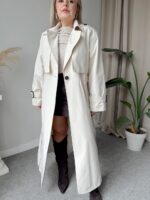 Taş Oversize Rüzgarlıklı Kuşaklı Trençkot - Görsel 2