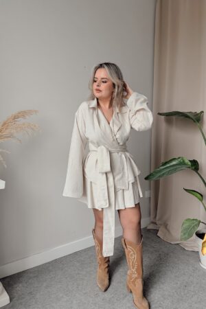 Kum Keten Kruvaze Gömlek - Görsel 5