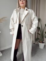 Taş Oversize Rüzgarlıklı Kuşaklı Trençkot - Görsel 5
