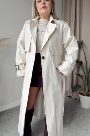 Taş Oversize Rüzgarlıklı Kuşaklı Trençkot - Görsel 5