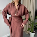 Mürdüm Kahve Modal Cupra Oversize Gömlek