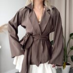 Kahve Modal Kruvaze Gömlek