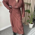 Mürdüm Kahve Modal Cupra Kruvaze Kalem Etek