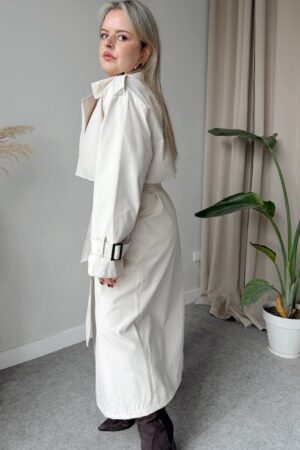 Taş Oversize Rüzgarlıklı Kuşaklı Trençkot - Görsel 4