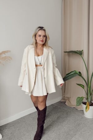 Kum Keten Ekstra Oversize Blazer - Görsel 4