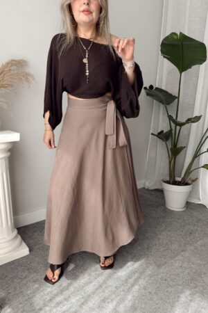 Vizon Keten Kruvaze A Form Etek - Görsel 4