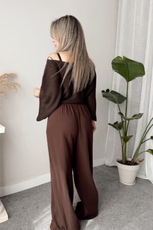 Acı Kahve Organik Müslin Palazzo - Görsel 5