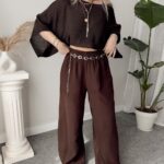 Acı Kahve Organik Müslin Palazzo