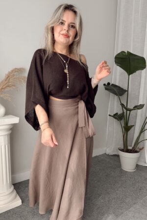 Vizon Keten Kruvaze A Form Etek - Görsel 5