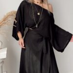 Siyah Pamuk Yarasa Kol Crop Merserize Bluz