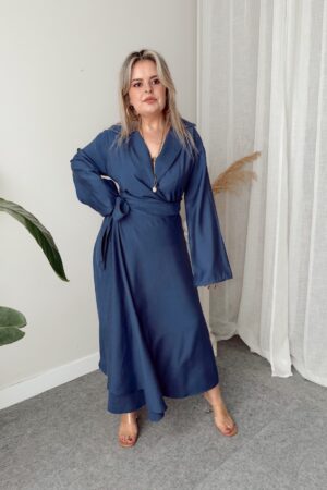 Mavi Modal A form Asimetrik Kruvaze Etek - Görsel 3