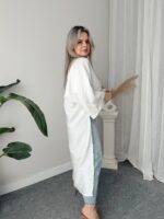 Ekru Tensel Asimetrik Tasarım Maxi Bluz - Görsel 3