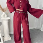 Bordo Organik Müslin Palazzo