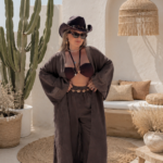 Acı Kahve Organik Pamuk Müslin Kimono