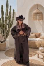 Acı Kahve Organik Pamuk Müslin Kimono