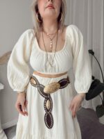 Vanilya Organik Müslin Off Shoulder Crop Top - Görsel 4