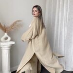 Bej Organik Pamuk Müslin Maxi Kimono