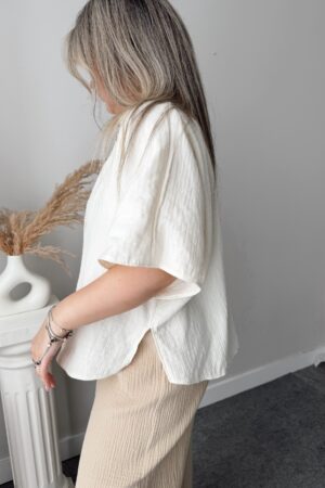Vanilya Müslin Oversize Yarasa Gömlek - Görsel 3