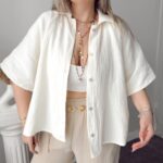Vanilya Müslin Oversize Yarasa Gömlek