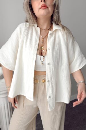 Vanilya Müslin Oversize Yarasa Gömlek