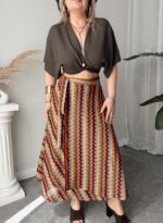 Missoni Desen Kruvaze Midi Örme Plaj Eteği - Görsel 3