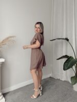 Vizon Keten Mini Kruvaze Elbise - Görsel 4