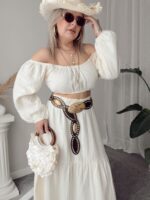 Vanilya Organik Müslin Off Shoulder Crop Top - Görsel 2