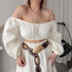 Vanilya Organik Müslin Off Shoulder Crop Top