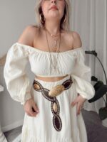 Vanilya Organik Müslin Off Shoulder Crop Top