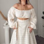 Vanilya Organik Müslin Off Shoulder Crop Top