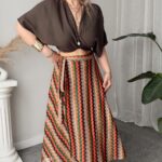 Missoni Desen Kruvaze Midi Örme Plaj Eteği