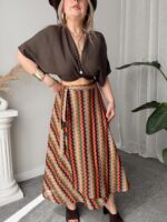 Missoni Desen Kruvaze Midi Örme Plaj Eteği