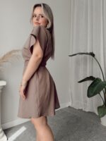 Vizon Keten Mini Kruvaze Elbise - Görsel 5
