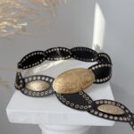 Siyah Vegan Deri Western Gold Tokalı Kemer