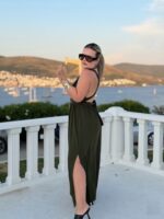 Haki Keten Maxi Bağlamalı Exclusive Elbise PRE - Görsel 2