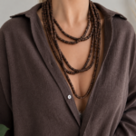 Kahve Silindir Handmade Ahşap Kısa Kolye