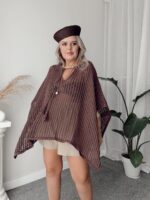Kahve Örme Makrome Panço - Görsel 3