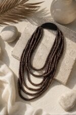 Kahve Silindir Handmade Ahşap Kısa Kolye - Görsel 2