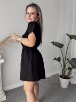 Siyah Keten Mini Tulum - Görsel 4