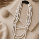 Beyaz Silindir Handmade Ahşap Kısa Kolye