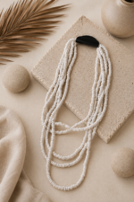 Beyaz Silindir Handmade Ahşap Kısa Kolye
