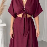 Bordo Keten Bağlamalı Büstiyer