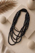 Siyah Küp Handmade Ahşap Kısa Kolye - Görsel 3