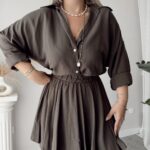 Acı Kahve Keten Oversize Gömlek
