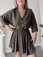 Acı Kahve Keten Oversize Gömlek