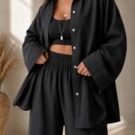 Siyah %100 Organik Oversize Gömlek