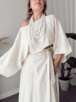 Vanilya Müslin Kayık Crop Bluz