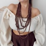 Kahve Handmade Ahşap Uzun Kolye